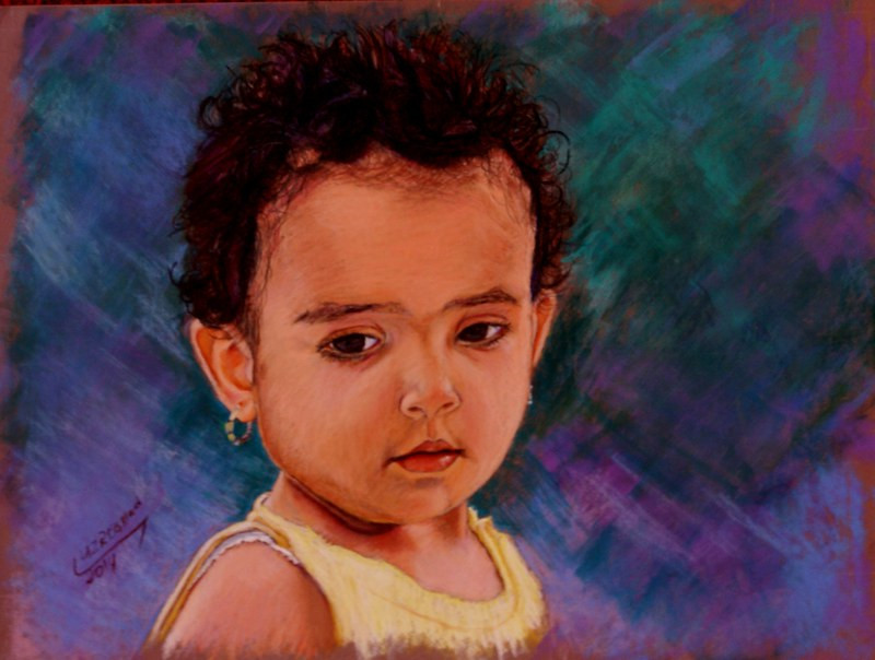 Rima, children pastel portrait
