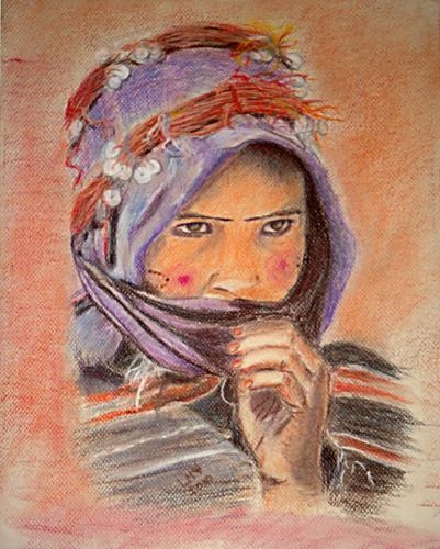 Berber woman painting, Morocco