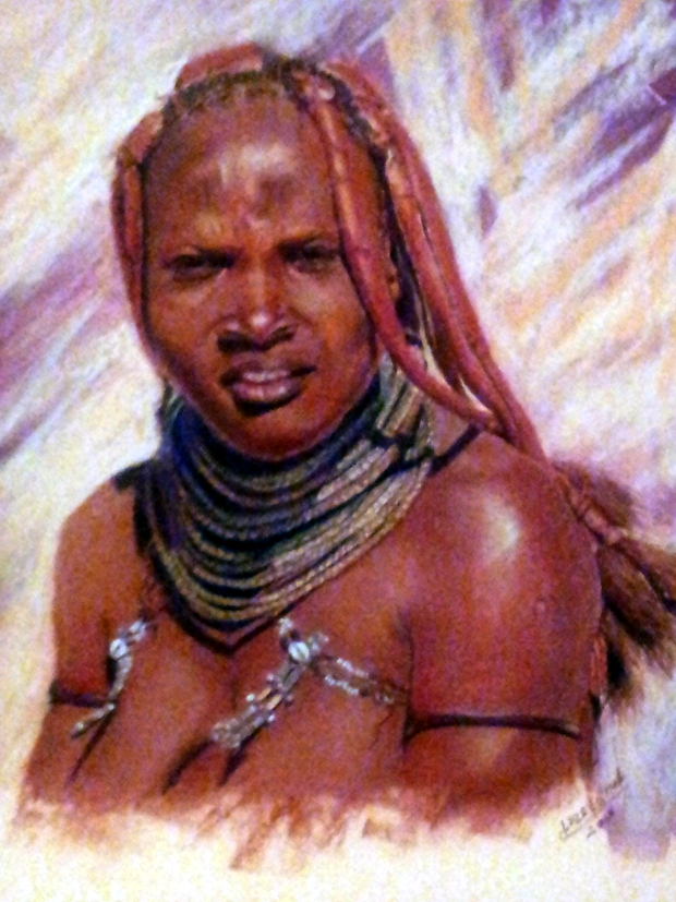 Himba women portrait, pastel