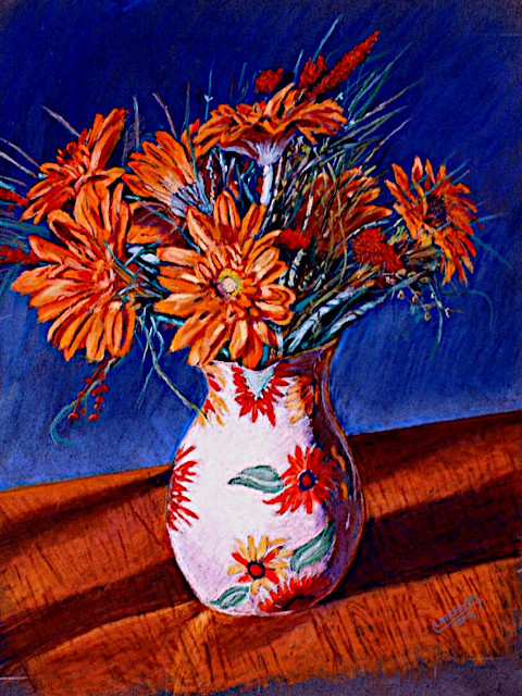 floral, vas painting