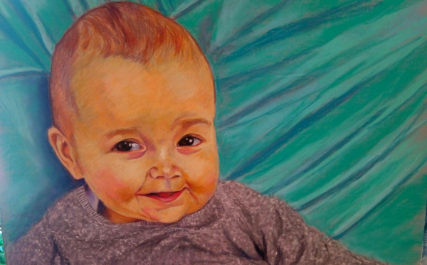 baby portrait, pastel painting