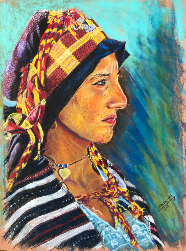 Berber woman painting, Morocco