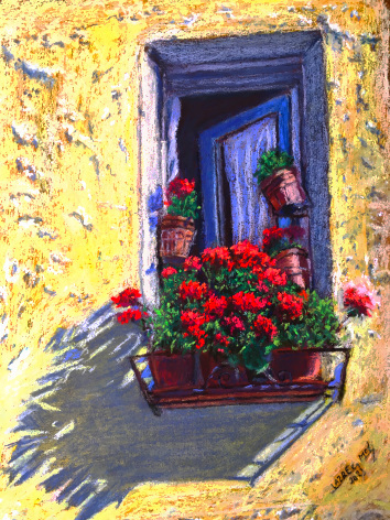 window, geraniums,gardening